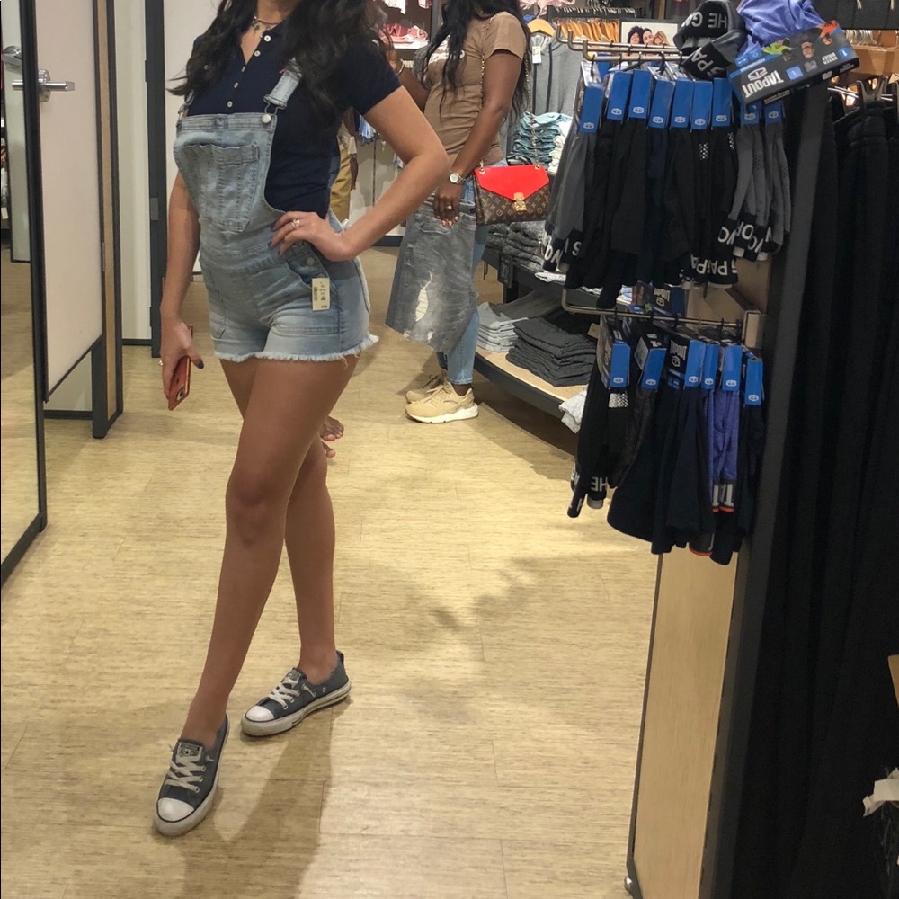 Denim overalls shorts
